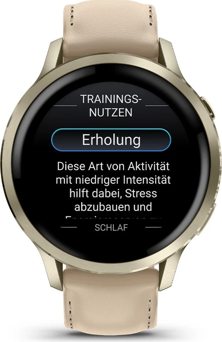 Garmin Venu 4S lunar gold/bone/light sand leather