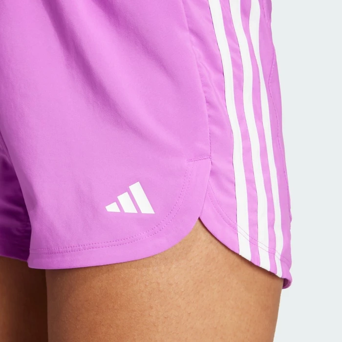 adidas Pacer Training 3-Streifen Woven High-Rise Trainingshose kurz purple burst/white/dgh solid grey (Damen)
