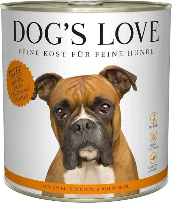 PetCo Dog's Love Classic Pute mit Apfel, Zucchini und Walnussöl, 4.80kg (6x 800g)