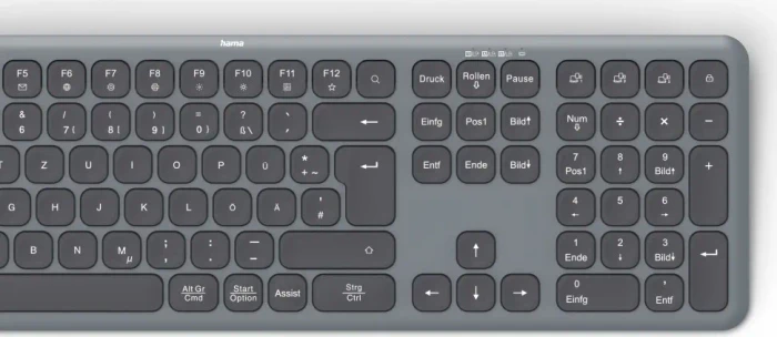 Hama WK-550 Multi-Device-Tastatur, dunkelgrau/schwarz, USB/Bluetooth, DE