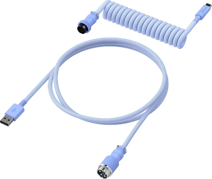 HP HyperX Coiled Cable USB-C auf USB-A, Tastaturkabel (Spiral-Textilkabel), 1.22m, violett