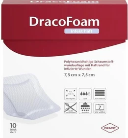 Dr. Ausbüttel DracoFoam Infekt haft Schaumstoff Wundauflage, 7.5 x 7.5cm, 10 Stück