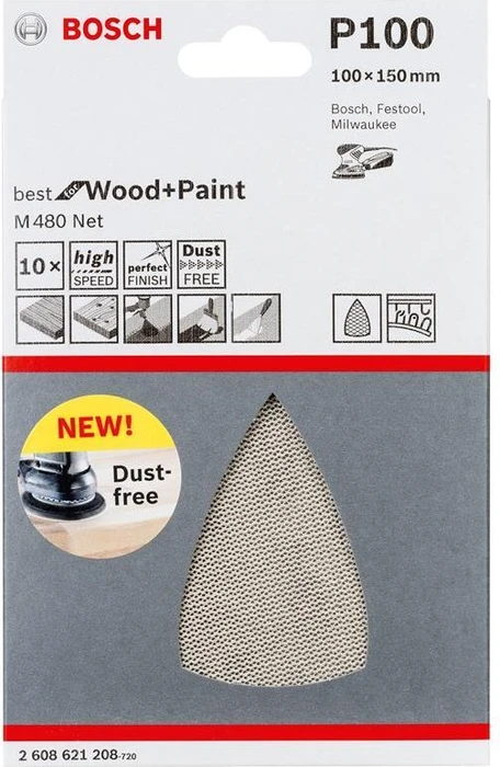 Bosch Professional M480 Best for Wood and Paint Gewebeschleifblatt K100, 100x150mm, 5 Stück