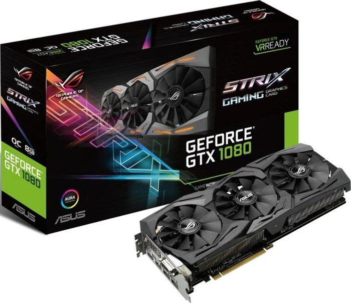ASUS ROG Strix GeForce GTX 1080 OC, ROG-STRIX-GTX1080-O8G-GAMING, 8GB GDDR5X, DVI, 2x HDMI, 2x DP