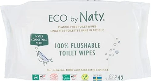 Naty Eco by Naty unparfümiert WC-freundliche Feuchttücher, 42 Stück