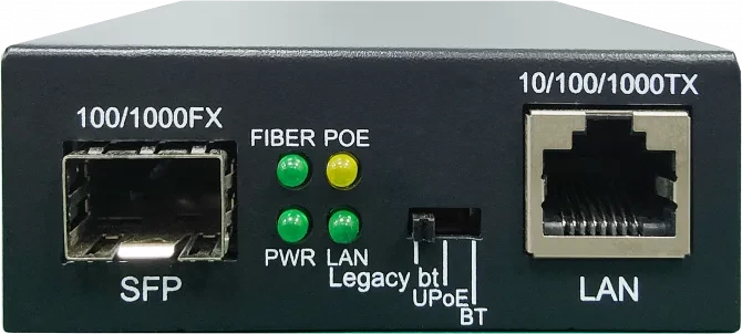 LevelOne GVT-2015 Gigabit Media Converter, RJ-45, SFP, 60W PoE++