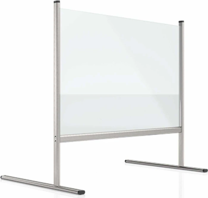 Magnetoplan Hygieneschutz Thekenaufsatz Hygienewand mit Aluminiumgestell, transparent/silber, 96x65cm