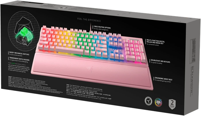 Razer BlackWidow V3 Quartz Pink, Razer GREEN, USB, US