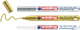 edding 751 Glanzlackmarker weiß/silber/gold, 3er-Set