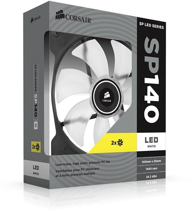 Corsair Air Series SP140 LED White High Static Pressure, 140mm, 2er-Pack