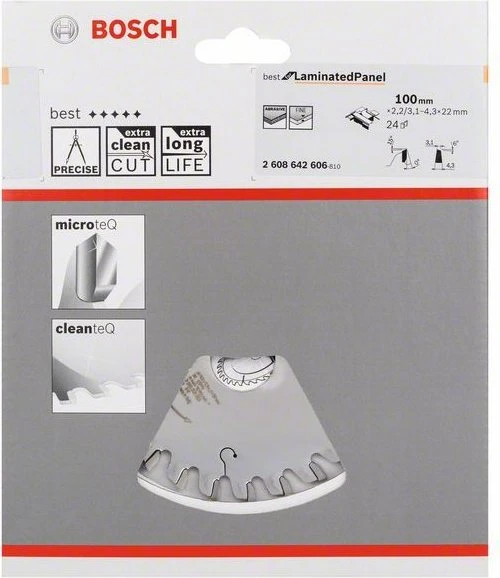 Bosch Professional Best for Laminated Panel Kreissägeblatt 24Z, 100x3.1x22mm, 1 Stück