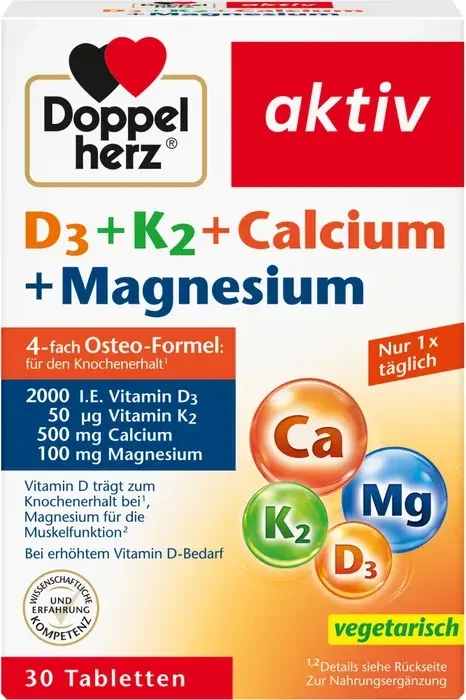 Doppelherz aktiv D3 + K2 + Calcium + Magnesium Tabletten, 30 Stück