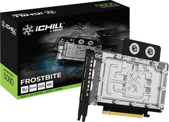 INNO3D GeForce RTX 5080 iCHILL Frostbite, 16GB GDDR7, HDMI, 3x DP