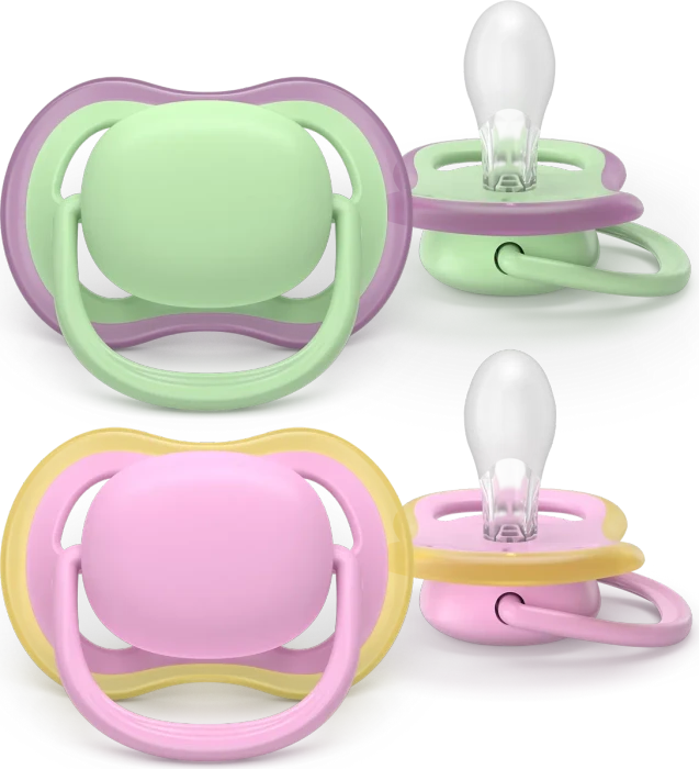Philips Avent SCF087/12 Ultra Air Beruhigungsschnuller, 6-18M, Silikon, rosa/grün, 2 Stück