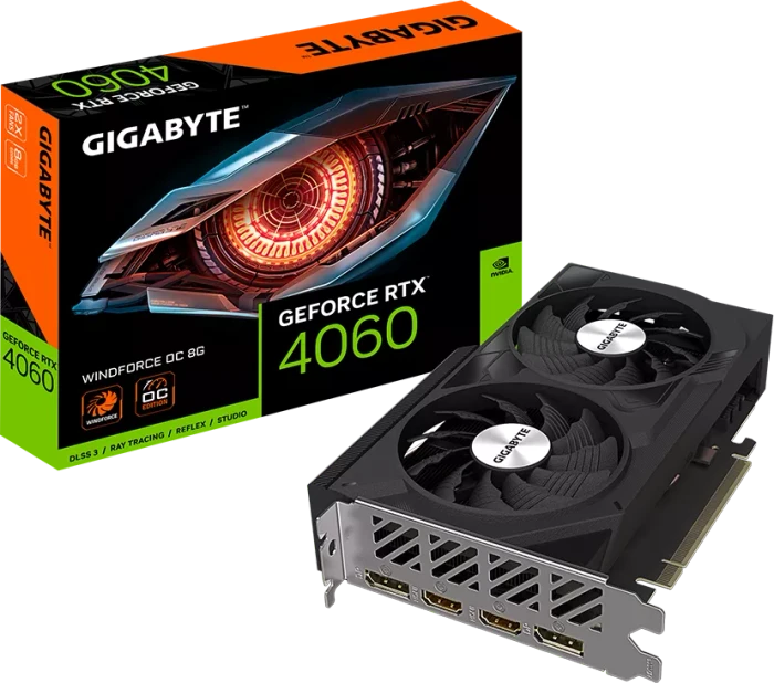 GIGABYTE GeForce RTX 4060 Windforce OC 8G, 8GB GDDR6, 2x HDMI, 2x DP