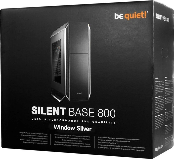 be quiet! Silent Base 800 silber, Acrylfenster, schallgedämmt