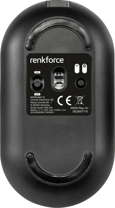 Renkforce RF-WM-200 Wireless Mouse schwarz, USB/Bluetooth