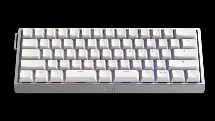 Wooting 60HE v2 Gaming Tastatur, Bright Silver, LEDs RGB, Aluminium, Split-Spacebar, Lekker Tikken Medium, USB, US