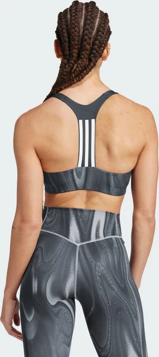 adidas Powerimpact Training Medium-Support 3-Streifen Sport-BH glory grey/carbon/black (Damen)