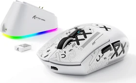 Attack Shark G3Pro Tri-mode Wireless Gaming Mouse mit Ladestation, White, inkl. Grip Tape, USB/Bluetooth