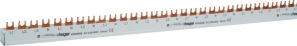 Hager Phasenschiene 3P+N 80A Gabel 16mm² 58M für 3P+N Einspeisung u. 1P+N Abgänge