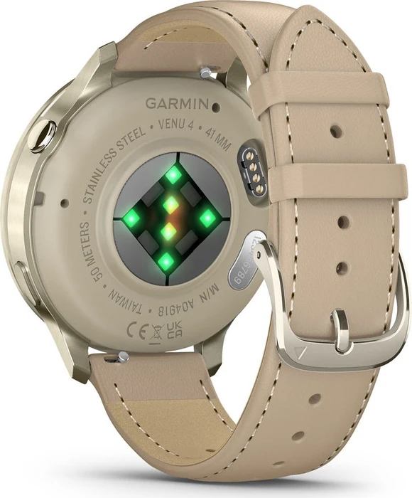 Garmin Venu 4S lunar gold/bone/light sand leather