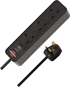 Brennenstuhl Ecolor Steckdosenleiste mit Schalter, 3-fach, 1.5m, schwarz