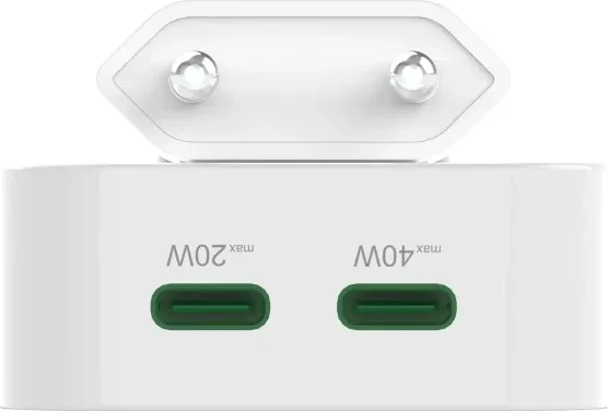 Hama Schnellladegerät GaN 2x USB-C faltbares Mini-Ladegerät PD 40W weiß