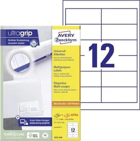 Avery-Zweckform Etiketten, 97x42.3mm, weiß, 200 Blatt (2400 Etiketten)