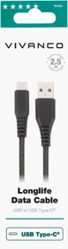 Vivanco LongLife USB-C/USB-A Kabel 2.5m schwarz