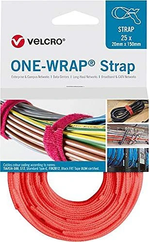 Velcro One-Wrap Strap Klett-Kabelbinder, 20mm, 200mm, orange, 25 Stück