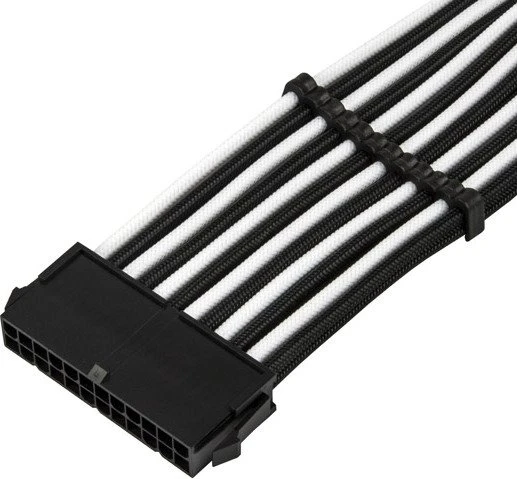 SilverStone PP07E Serie P07E-MBBW, 24-Pin ATX Verlängerungskabel, 300mm, sleeved schwarz/weiß