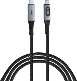 Verbatim Sync & Charge USB-C Kabel mit Leistungsanzeige-Display, USB 2.0, 480Mb/s, 100W PD 3.0/QC 3.0, USB-C Stecker auf USB-C Stecker, schwarz, 1.2m (31848)