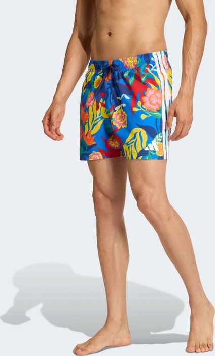 adidas Mexicana Florals 3-Streifen Badeshorts glow blue/white (Herren)