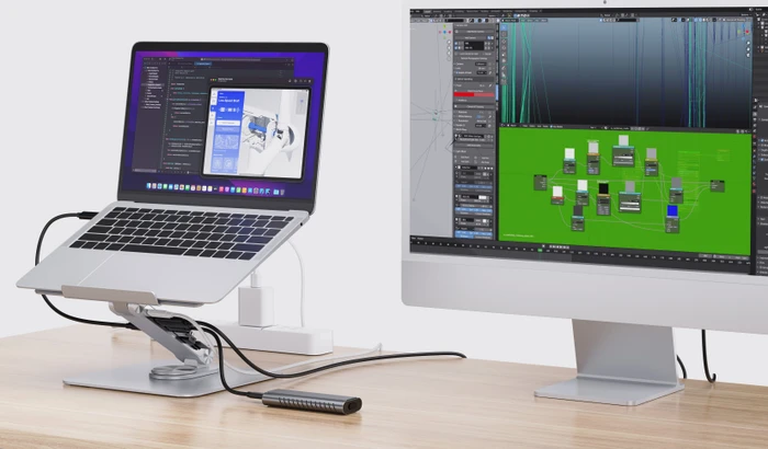 Conceptronic DONN27G Laptop-Ständer mit 7-in-1 Dockingstation, USB-C 3.0 [Buchse]
