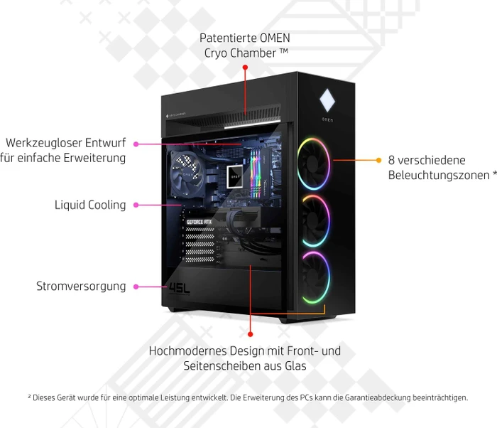 HP Omen 45L Desktop GT22-1004ng, Shadow Black, Core i9-13900K, 32GB RAM, 2TB SSD, GeForce RTX 4080