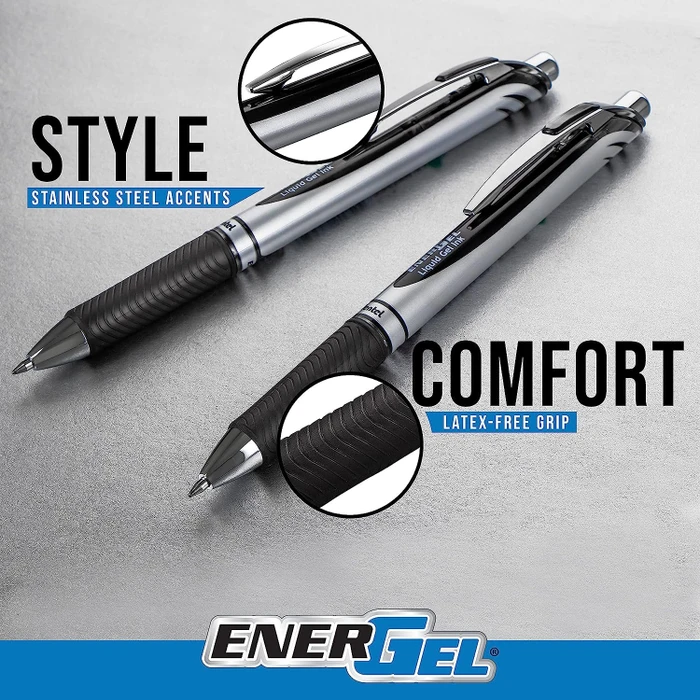 Pentel EnerGel XM BL77 Gelroller sepia/silber, 12er-Pack