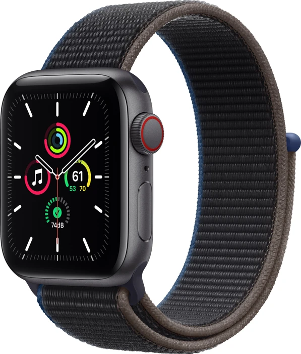 Apple Watch SE (GPS + Cellular) 40mm space grau mit Sport Loop kohlegrau