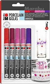 Marabu Porzellan & Glas Fantasy 1-2mm sortiert, 5er-Set