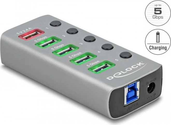 DeLOCK USB-Hub, 5x USB-A 3.0, USB-B 3.0 [Buchse]