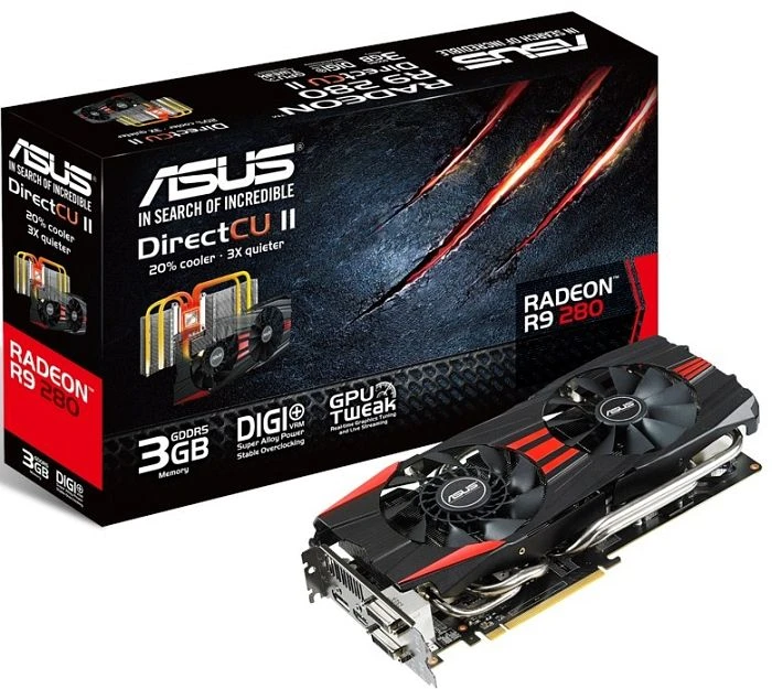ASUS Radeon R9 280, R9280-DC2-3GD5 DirectCU II, 3GB GDDR5, 2x DVI, HDMI, DP