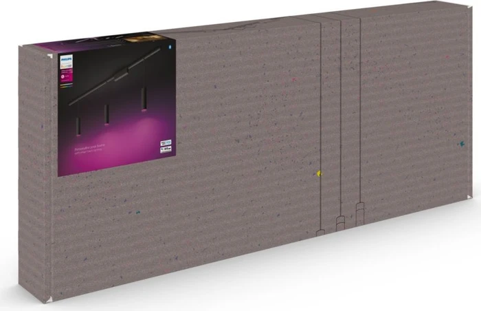 Philips Hue White and Color Ambiance Basis Perifo Schienensystem für die Decke gerade mit 3 Pendelleuchten schwarz