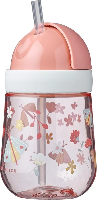 Mepal Mio Strohhalm Trinkbecher, 9+M, 300ml, flowers & butterflies