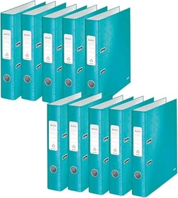 Leitz Qualitäts Ordner 2-Ring 180° WOW, 50mm, A4, eisblau, 10er-Pack