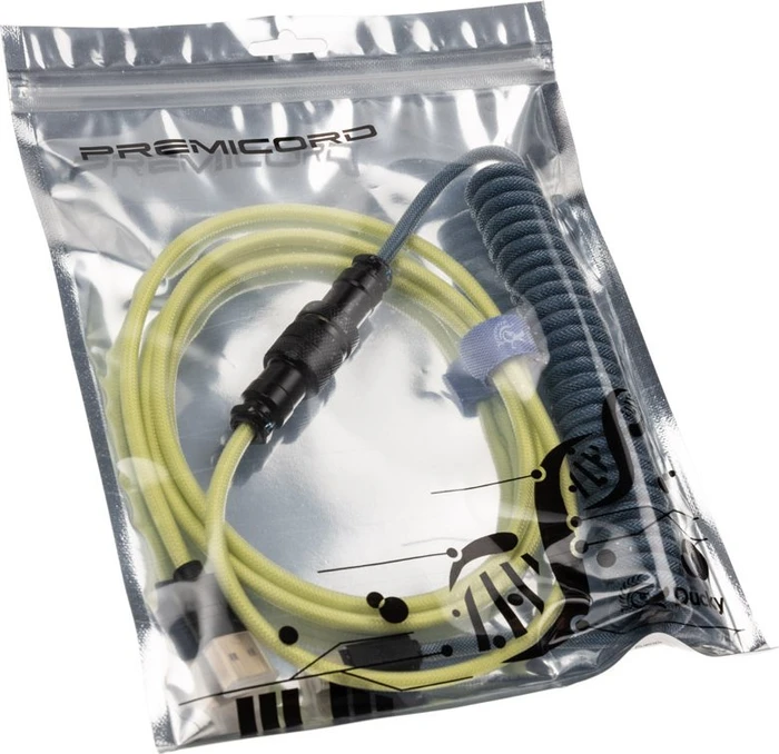 Ducky Premicord Spiralkabel USB-C auf USB-A, Tastaturkabel (Spiral-Textilkabel), 1.8m, DayBreak