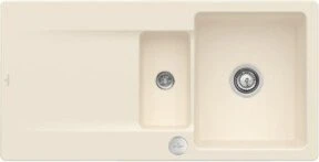 Villeroy & Boch Siluet Flat 980x490mm Einbau Becken reversibel mit Ablauffernbedienung ivory