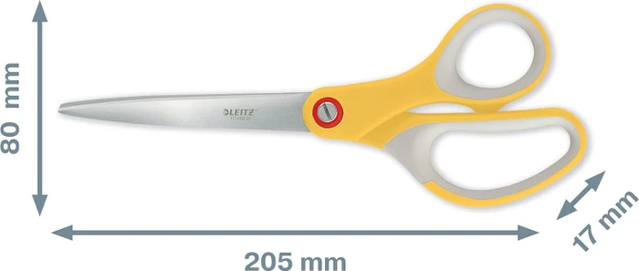 Leitz Cosy Titan Büroschere, Universalschere/Papierschere, Rechtshänder, 205mm, gelb/grau