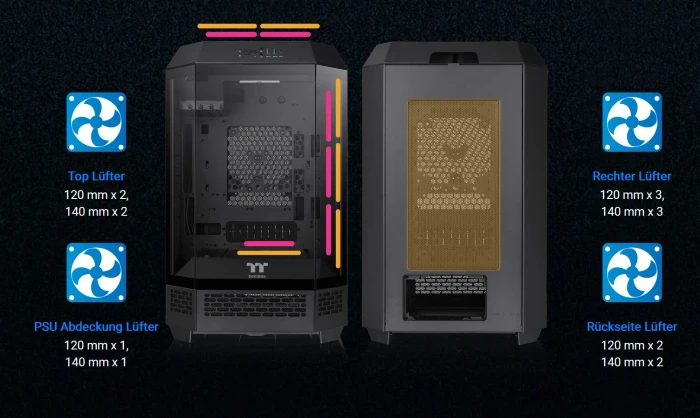 Thermaltake The Tower 300 Black, schwarz, Glasfenster