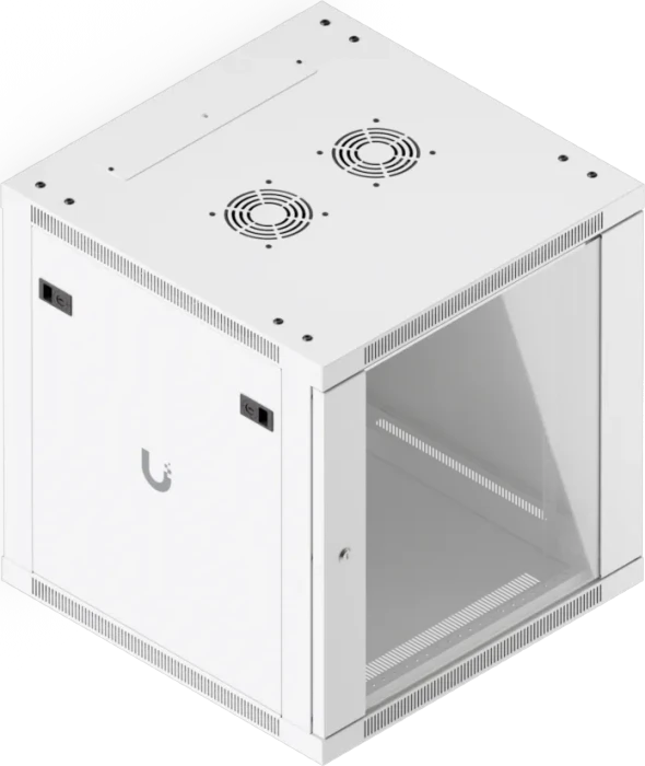 Ubiquiti 12U Rack Cabinet, 19" Wandgehäuse 12HE, Glastür, weiß, 600mm tief