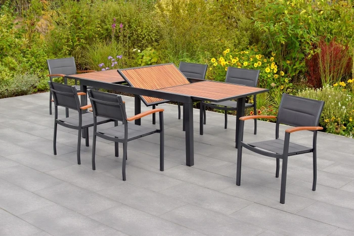 Merxx Paxos Gartenmöbel-Set grau/braun, 7-tlg.